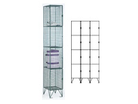 Wire mesh locker 4 compartments, nest 3, 305mm D Wire mesh locker 4 compartments, nest 3, 305mm D