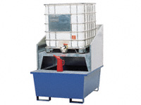 Painted steel IBC sump/ galv grid, 1350x1650x700