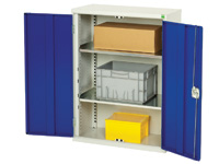 Low level workshop storage cupboard with 2 shelves Low level workshop storage cupboard with 2 shelves