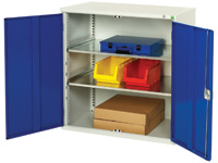 Low level workshop storage cupboard with 2 shelves Low level workshop storage cupboard with 2 shelves