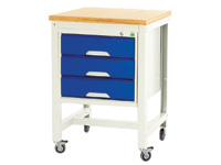 Mobile workstand with 3 drawers & wisa worktop