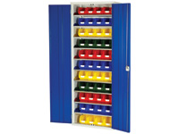 Storage cupboard c/w 66 no. 3 bins