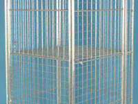 Wire formed shelf for nestable roll containers