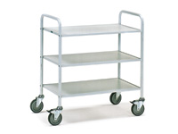Office trolley light grey with 3 shelves 800Lx500W