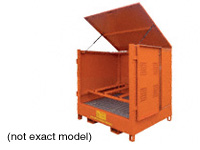 Horizontal safety sump 2 drum stand with doors