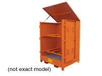 Horizontal safety sump 4 drum stand with doors