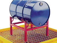 Single drum horizontal saddle for sump pallets