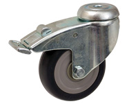 Grey rubber tyred castor 100dia, braked