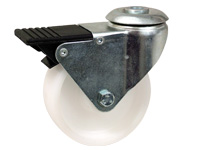 White polypropylene castor 125dia, braked