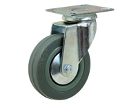 Grey rubber tyred castor 75dia, swivel