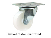 White nylon castor 100dia, braked