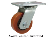 Polyurethane nylon castor 125dia, braked
