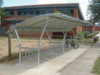 Cambridge bike shelter ext, galv, ragged legs