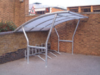 Cycle shelter main bay polycarbonate roof grout in