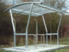 Canterbury bike shelter, p/carb roof, flanged legs
