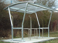 Canterbury bike shelter ext, p/carb, flanged legs