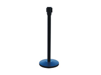 Slimline retractable belt barrier, black post