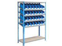 Kanban small parts shelving, 40 bins, 4 shelving