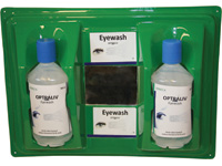 Eyewash station with mirror