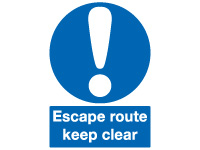 Self adhesive sign 200x150 Escape route keep clear Self adhesive sign 200x150 Escape route keep clear