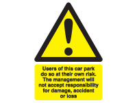 Self adhesive sign 400x300 Users of this car park Self adhesive sign 400x300 Users of this car park