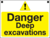 2mm rigid PVC sign 450x600 Danger Deep Excavations