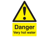 Self adhesive sign 70x50 Danger Very hot water
