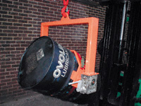 Crane Slung Drum Tilter, hand wheel mechanism