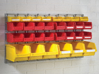Wall mounted louvre panel and plastic bin kit