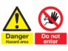 2mm rigid PVC sign 450x600 Danger Hazard Area