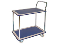 2-tray trolley non-slip PVC covered steel tray