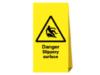 Freestanding tri board sign Danger Slippery