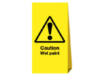 Freestanding tri board sign Caution Wet paint
