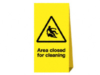 Freestanding tri board sign Area Closed for Clean