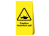 Freestanding tri board sign Caution Hazardous