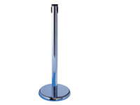 Receiving belt barrier post, deluxe chrome