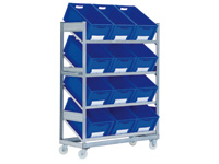 Bin trolley c/w 12 blue containers 600Lx400Wx288H Bin trolley c/w 12 blue containers 600Lx400Wx288H