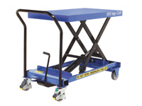 Mobile single scissor lift table 500kg manual lift