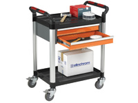 Plastic 2-shelf trolley with 2 drawers Plastic 2-shelf trolley with 2 drawers