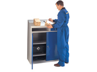 Sloping top workdesk with drawer / security doors